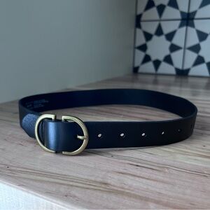 American Eagle XS Black Leather Belt with Gold Buckle
